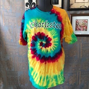 Charleston Tie-dyed Sh slv T-shirt Anvil XL cotton